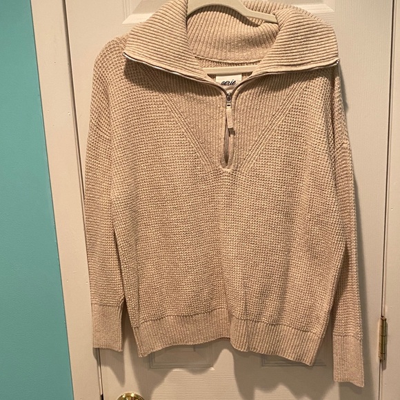 Aerie Cream Knit Half-Zip Sweater - Picture 2 of 5